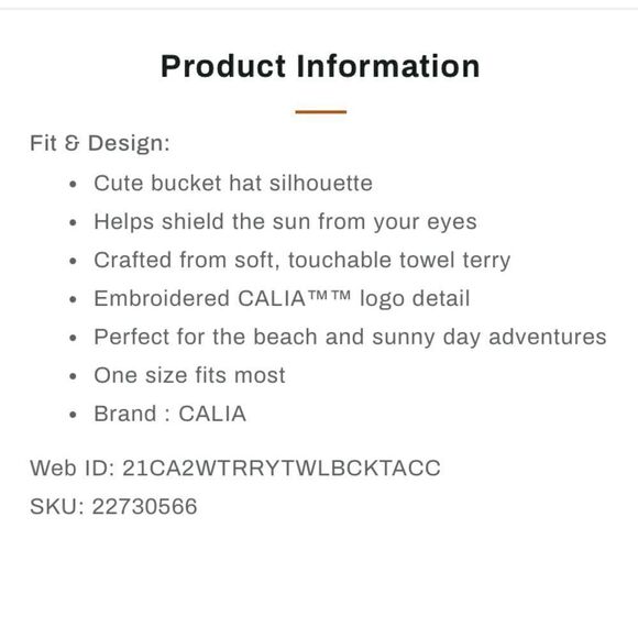 CALIA from Carrie Underwood Towel Terry Bucket Hat - Picture 2 of 3